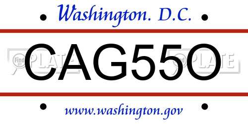 CAG55O District Of Columbia License Plate