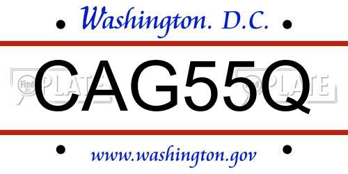 CAG55Q District Of Columbia License Plate