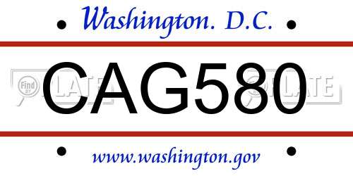 CAG580 District Of Columbia License Plate