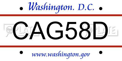 CAG58D District Of Columbia License Plate