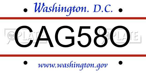 CAG58O District Of Columbia License Plate