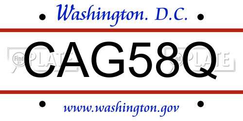 CAG58Q District Of Columbia License Plate