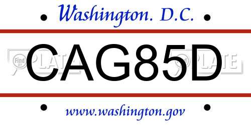 CAG85D District Of Columbia License Plate