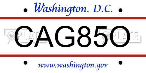 CAG85O District Of Columbia License Plate
