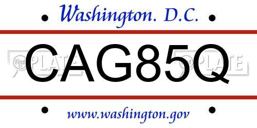 CAG85Q District Of Columbia License Plate