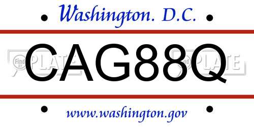 CAG88Q District Of Columbia License Plate
