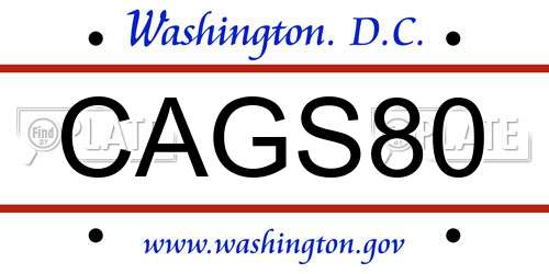 CAGS80 District Of Columbia License Plate