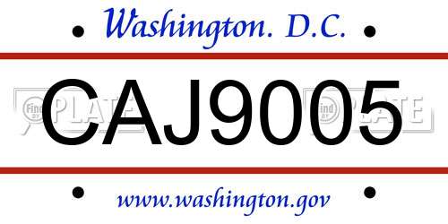 CAJ9005 District Of Columbia License Plate