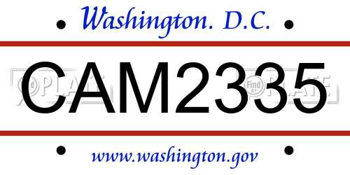 CAM2335 District Of Columbia License Plate