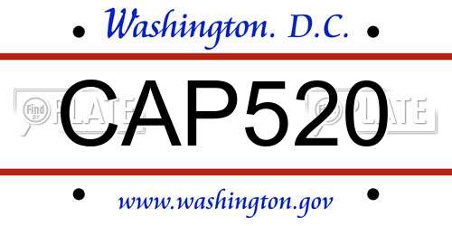 CAP520 District Of Columbia License Plate