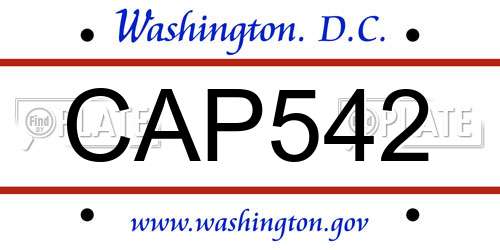 CAP542 District Of Columbia License Plate