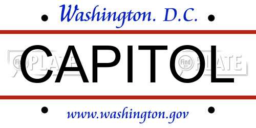 CAPITOL District Of Columbia License Plate