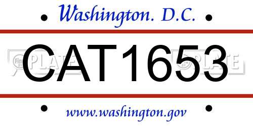 CAT1653 District Of Columbia License Plate