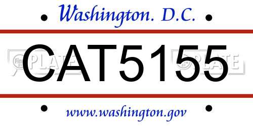 CAT5155 District Of Columbia License Plate