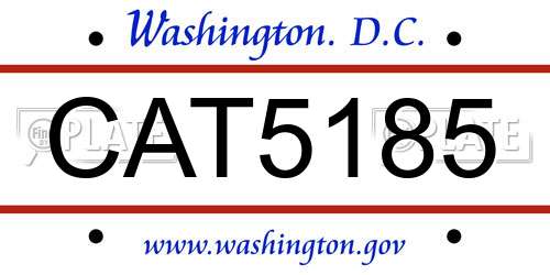 CAT5185 District Of Columbia License Plate