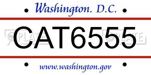 CAT6555 District Of Columbia License Plate