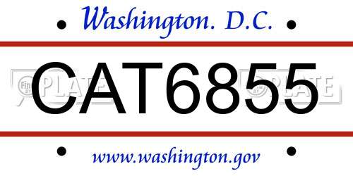 CAT6855 District Of Columbia License Plate