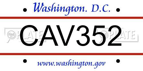 CAV352 District Of Columbia License Plate