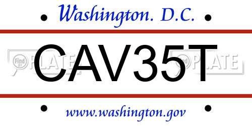 CAV35T District Of Columbia License Plate