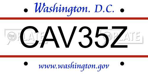 CAV35Z District Of Columbia License Plate