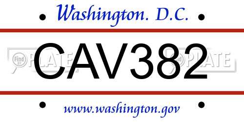 CAV382 District Of Columbia License Plate