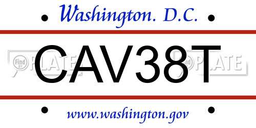 CAV38T District Of Columbia License Plate