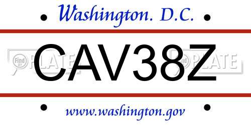 CAV38Z District Of Columbia License Plate