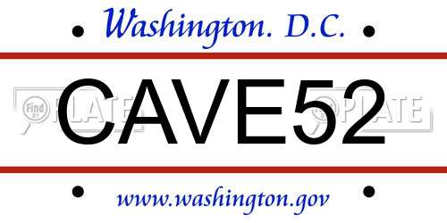 CAVE52 District Of Columbia License Plate