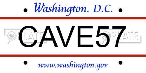 CAVE57 District Of Columbia License Plate