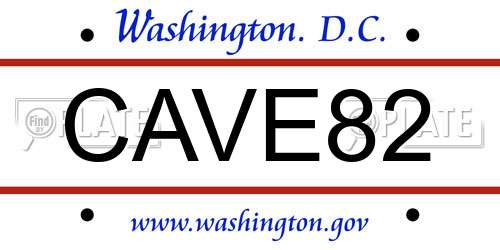 CAVE82 District Of Columbia License Plate