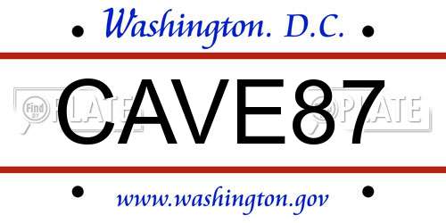 CAVE87 District Of Columbia License Plate