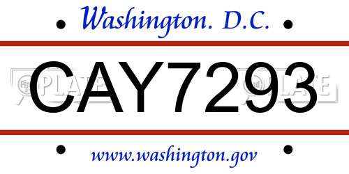 CAY7293 District Of Columbia License Plate