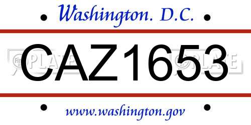 CAZ1653 District Of Columbia License Plate