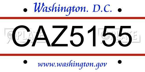 CAZ5155 District Of Columbia License Plate