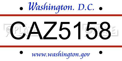 CAZ5158 District Of Columbia License Plate