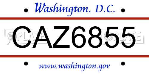 CAZ6855 District Of Columbia License Plate