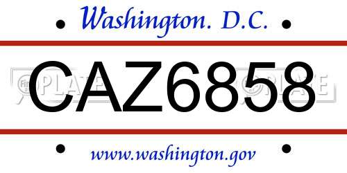 CAZ6858 District Of Columbia License Plate