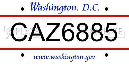 CAZ6885 District Of Columbia License Plate