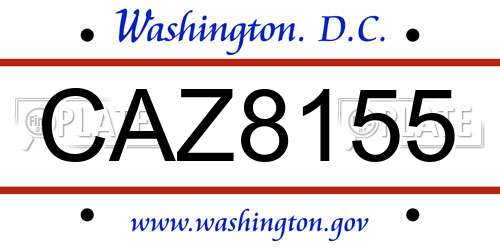 CAZ8155 District Of Columbia License Plate