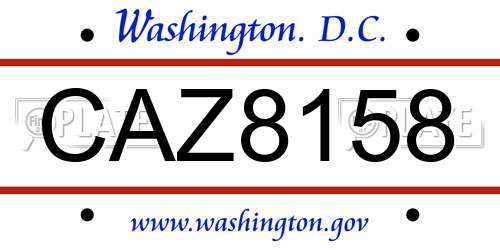 CAZ8158 District Of Columbia License Plate