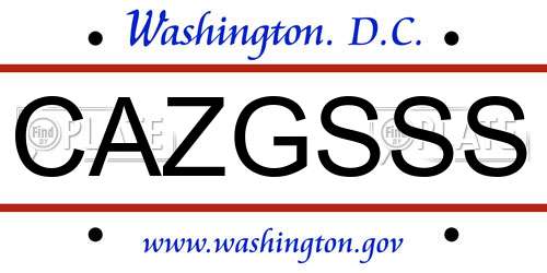 CAZGSSS District Of Columbia License Plate