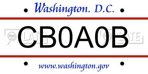 CB0A0B District Of Columbia License Plate