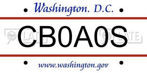 CB0A0S District Of Columbia License Plate