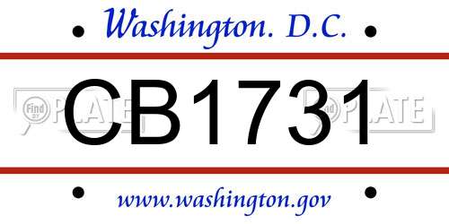 CB1731 District Of Columbia License Plate