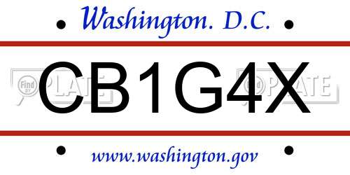 CB1G4X District Of Columbia License Plate