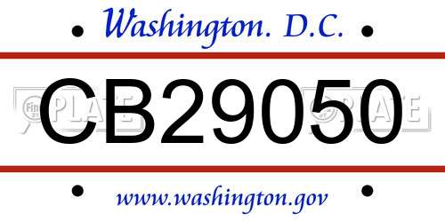 CB29050 District Of Columbia License Plate