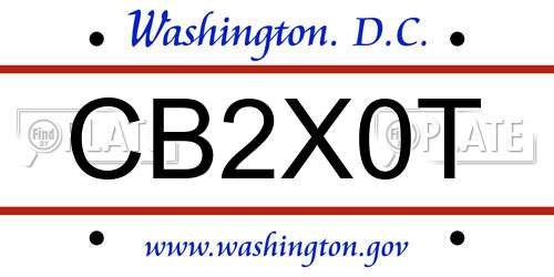 CB2X0T District Of Columbia License Plate