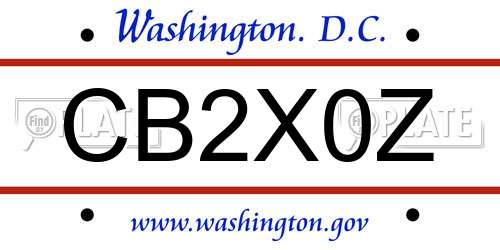 CB2X0Z District Of Columbia License Plate