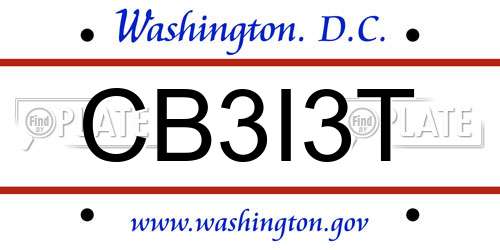 CB3I3T District Of Columbia License Plate