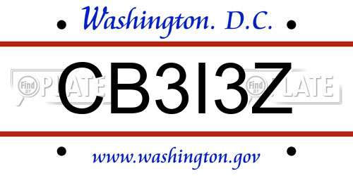 CB3I3Z District Of Columbia License Plate